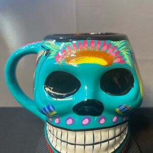 Hand painted Blue and Black Skull Ceramic coffee/tea Mug